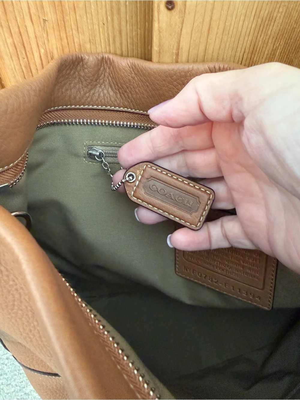 Coach Oversized Tan Leather Crossbody Tote with Brown Trim Beautiful Bag